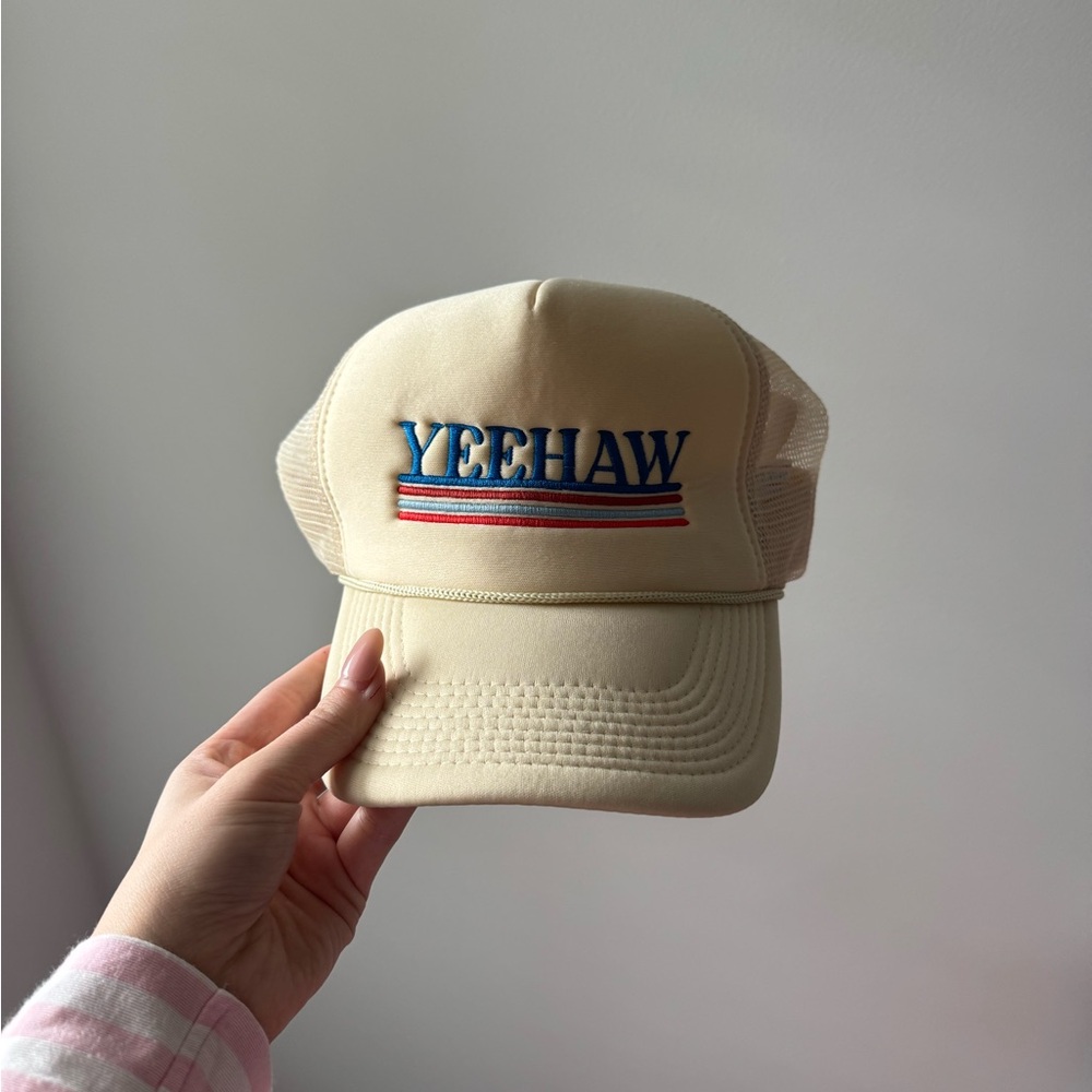 Yeehaw Embroidered Cream Trucker Hat